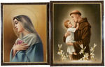 FIVE CELLULOID COVERED RELIGIOUS SCENE EASEL OR WALL PLAQUES CIRCA 1930s.