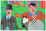 FELIX THE CAT WITH CHARLIE CHAPLIN AND W.C. FIELDS LARGE RICHARD MERKIN PAINTING.