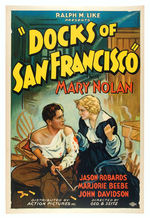 "DOCKS OF SAN FRANCISCO" LINEN-MOUNTED MOVIE POSTER.