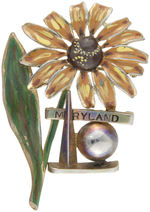 NEW YORK WORLD'S FAIR 1939 PAIR OF STATE FLOWER HEAVY METAL PINS.