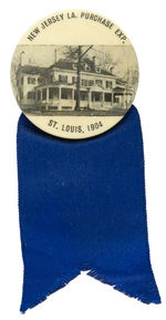RARE “ST. LOUIS 1904” BUTTON SHOWS “NEW JERSEY” BUILDING.