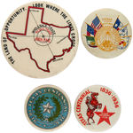 EARLY ABILENE CITY PROMOTION BUTTON PLUS THREE FROM 1936 TEXAS CENTENNIAL.