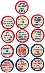 LARGE GROUP OF ANTI-AXIS LITHO SLOGAN BUTTONS.