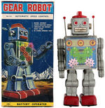 "GEAR ROBOT WITH AUTOMATIC SPEED CONTROL" BOXED BATTERY-OPERATED TOY.