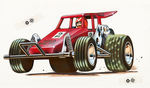 MONOGRAM DIRT SPRINT RACE CARD ORIGINAL MODEL KIT ART TRIO.