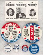 ROBERT KENNEDY/LYNDON JOHNSON SIX BUTTONS PLUS ONE PALM CARD .