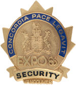 "EXPO 86 SECURITY/VANCOUVER" OFFICIAL BADGE.