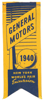 “GENERAL MOTORS 1940” NYWF “EXCURSION” RIBBON BADGE.