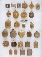 WORLD WAR II FOURTEEN LOCKETS PLUS AN ADDITIONAL FOURTEEN MISCELLANEOUS.