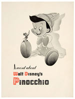 “A WORD ABOUT WALT DISNEY’S PINOCCHIO” PRE-RELEASE PROMOTIONAL FOLDER.