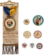 "WORLD WAR I RIBBON BADGE AND SEVEN BUTTONS FROM JULIE POWELL COLLECTION.