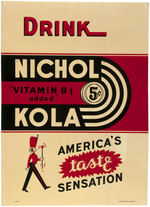 "DRINK NICHOL KOLA" TIN ADVERTISING SIGN.