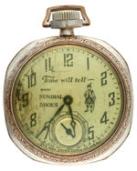 "TIME WILL TELL - WEAR SUNDIAL SHOES" BOXED POCKET WATCH.