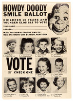 "HOWDY DOODY SMILE" COMPLETE UNUSED DIE-CUT STORE DISPLAY WITH PAD OF BALLOTS & COVER LETTER.