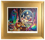 CARL BARKS UNCLE SCROOGE, DONALD DUCK & NEPHEWS "DANGEROUS DISCOVERY" SIGNED & FRAMED PRINT.