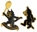 FELIX THE CAT PAIR OF EARLY BRITISH ENAMEL AND BRASS PINS.