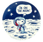 "I'M ON THE MOON" CLASSIC AND SCARCE MOON LANDING 1969 CARTOON BUTTON.