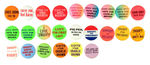 PEANUTS CHARACTERS COLLECTION OF 24 SLOGAN BUTTONS FROM THE LEVIN COLLECTION.