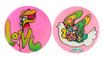 "PETER MAX" ICONIC PAIR OF BUTTONS FROM THE LEVIN COLLECTION.