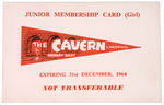 “THE BEATLES” THE CAVERN JUNIOR MEMBERSHIP CARD.