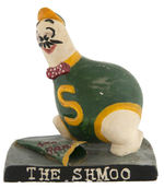 “SOAPY SHMOOS !!” BOXED FIGURAL SOAP PAIR AND “THE SHMOO” FIGURAL CHEERLEADER.