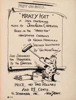 "KRAZY KAT - A JAZZ PANTOMIME" ILLUSTRATED MUSIC BOOK.