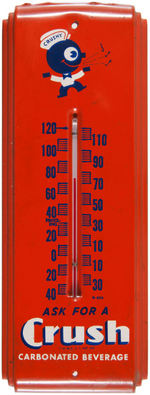 ORANGE "CRUSH" SODA ADVERTISING THERMOMETER.