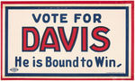 1924 JOHN W. DAVIS LOT OF 7 CAMPAIGN ITEMS.