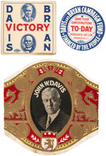 1924 JOHN W. DAVIS LOT OF 7 CAMPAIGN ITEMS.