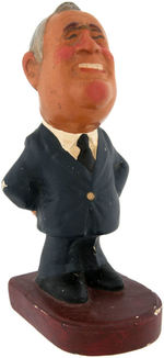 FRANKLIN ROOSEVELT STANDING CARICATURE AND TREE SHAPED LIQUOR BOTTLE.