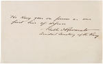 FRANKLIN D. ROOSEVELT HAND SIGNED SENTIMENT AS ASSISTANT SECRETARY OF THE NAVY.