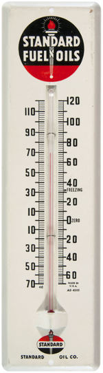 "STANDARD FUEL OILS" ADVERTISING THERMOMETER WITH ORIGINAL SLEEVE.