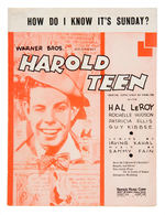 "HAROLD TEEN" SHEET MUSIC FOUR PIECE LOT.