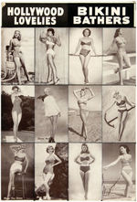 "HOLLYWOOD LOVELIES/BIKINI BATHERS" ACTRESSES/PIN-UPS EXHIBIT CARD VENDING MACHINE DISPLAY SHEET.