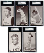 1947-66 EXHIBITS BASEBALL CARD LOT OF 64 W/5 SGC GRADED.