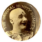 RARE REAL PHOTO BUTTON FOR “GEO. H. ADAMS/THE ORIGINAL HUMPTY DUMPTY.”