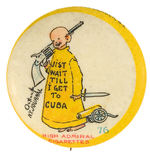 YELLOW KID HEADED TO CUBA WITH CANNON, DAGGER AND REVOLVER BUTTON #76.