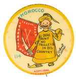 YELLOW KID WITH FLAG OF MOROCCO BUTTON #114.