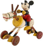 MICKEY MOUSE ON HORSE RARE ITALIAN WOODEN TOY.