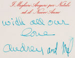 AUDRY HEPBURN SIGNED CHRISTMAS CARD.