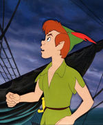 "PETER PAN" FRAMED ANIMATION CEL WITH BACKGROUND.