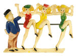 CHORUS LINE OF DANCING GIRLS 1930s CELLULOID PIN.