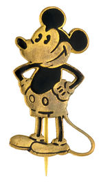 MICKEY MOUSE GOLD GILT AND ENAMEL RARE FIGURAL PIN CIRCA EARLY 1930s.