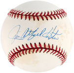 YOGI BERRA & CATFISH HUNTER SIGNED BASEBALL PAIR.