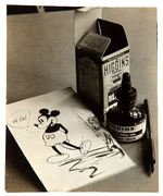 “HIGGINS INDIA INK” 1930s ADVERTISING PHOTO WITH MICKEY CONTENT.