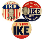TRIO OF IKE 6" BUTTONS.