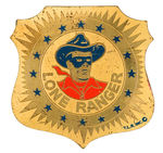 "LONE RANGER" SCARCE 1940s SHIELD BADGE WITH PORTRAIT.