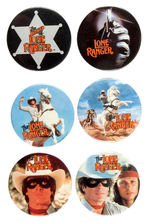 "THE LEGEND OF THE LONE RANGER" SIX MOVIE BUTTONS FROM THE HAKE COLLECTION.