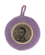 OUTSTANDING LINCOLN 1860 FERROTYPE IN PURPLE PLUSH FRAME ESSENTIALLY MINT.