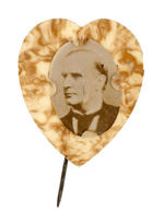 McKINLEY UNUSUAL CELLULOID HEART STICKPIN WITH REAL PHOTO.